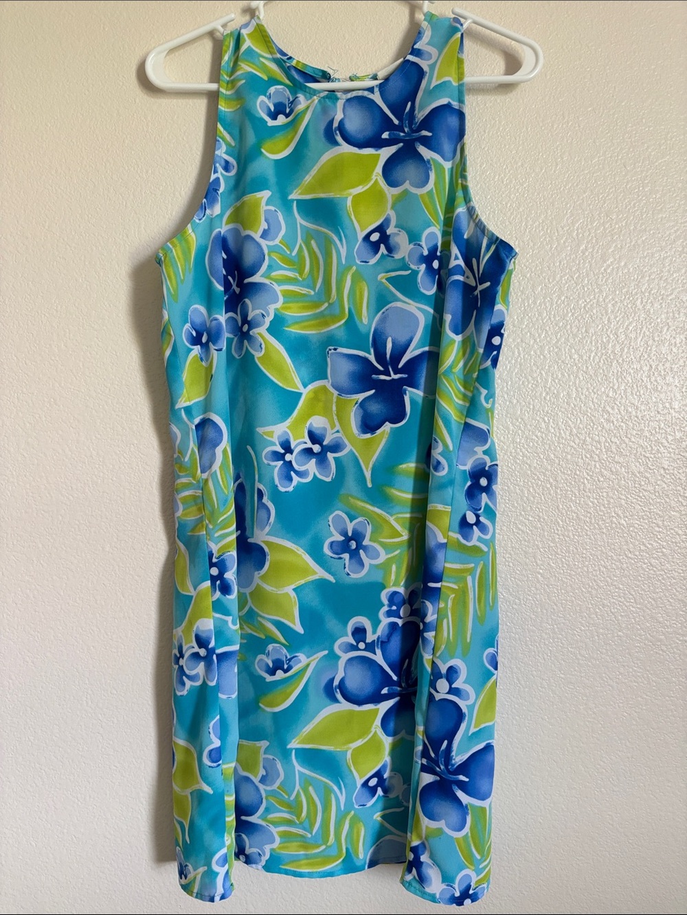 California Concepts Tropical Blue Floral Sleeveless Shift Dress